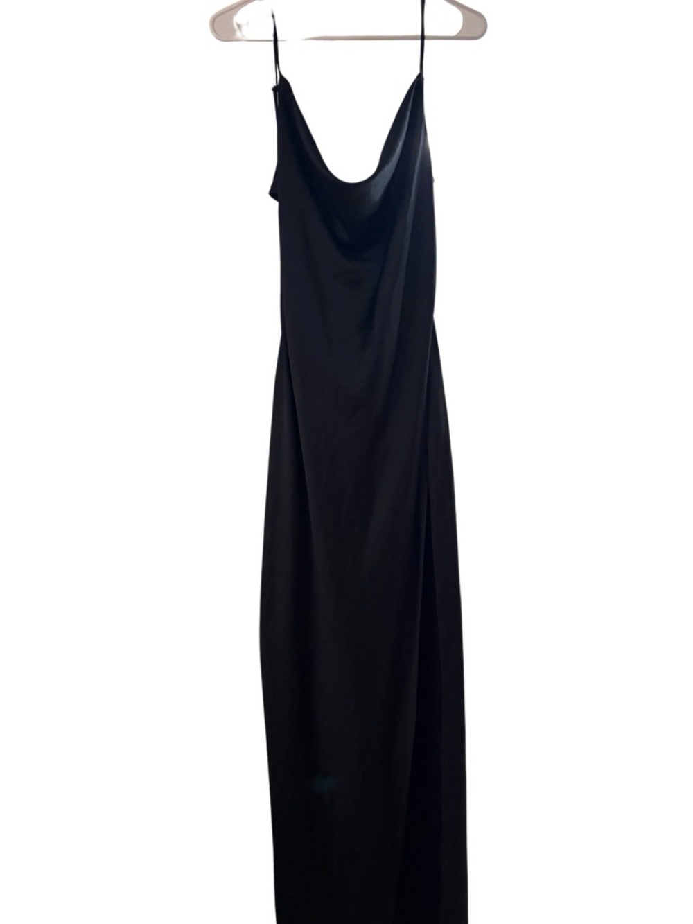 Oh Polly Black Carmela Cowl Neck High Slit Maxi Dress